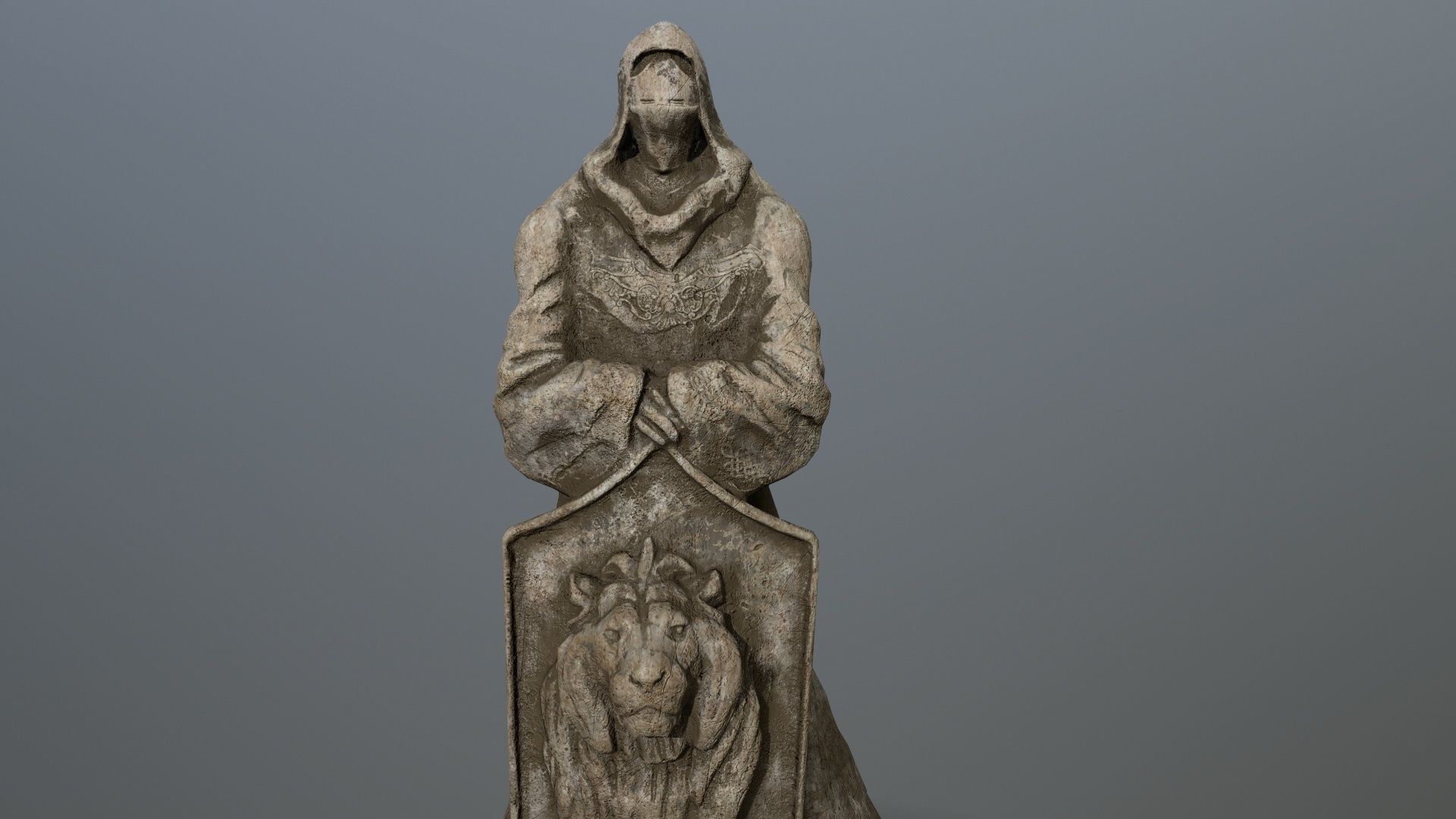 old statue 3 Low-poly 3D model_9