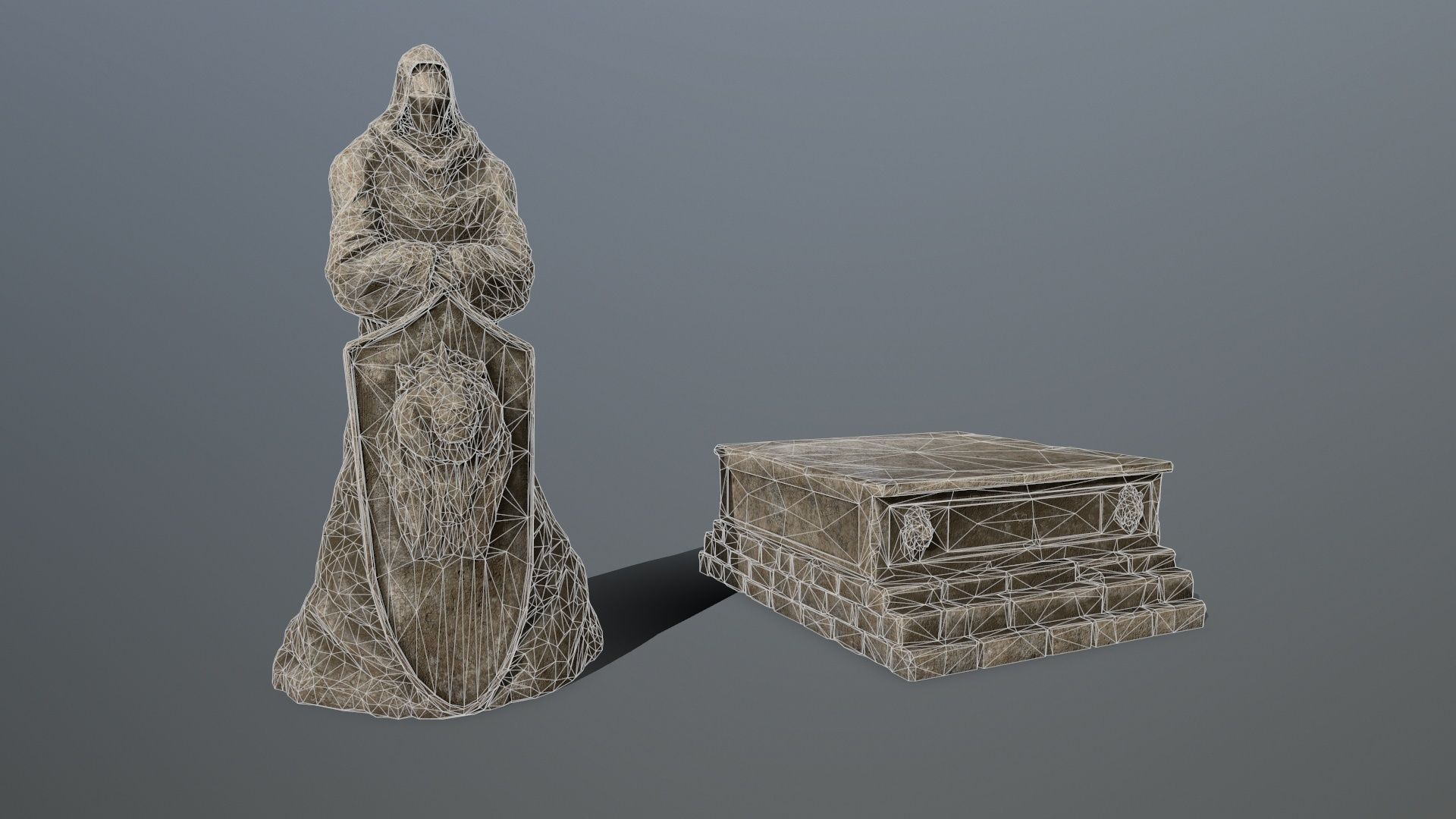 old statue 3 Low-poly 3D model_12
