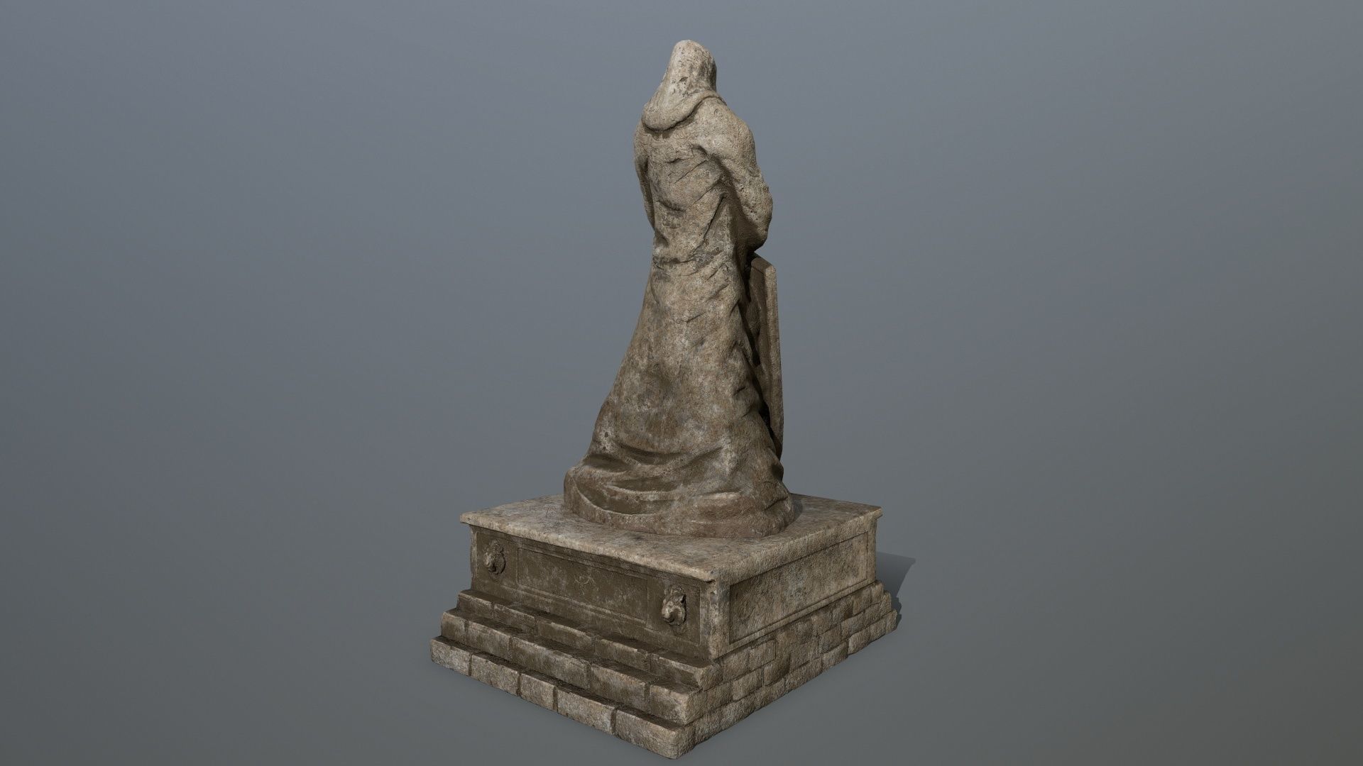 old statue 3 Low-poly 3D model_4