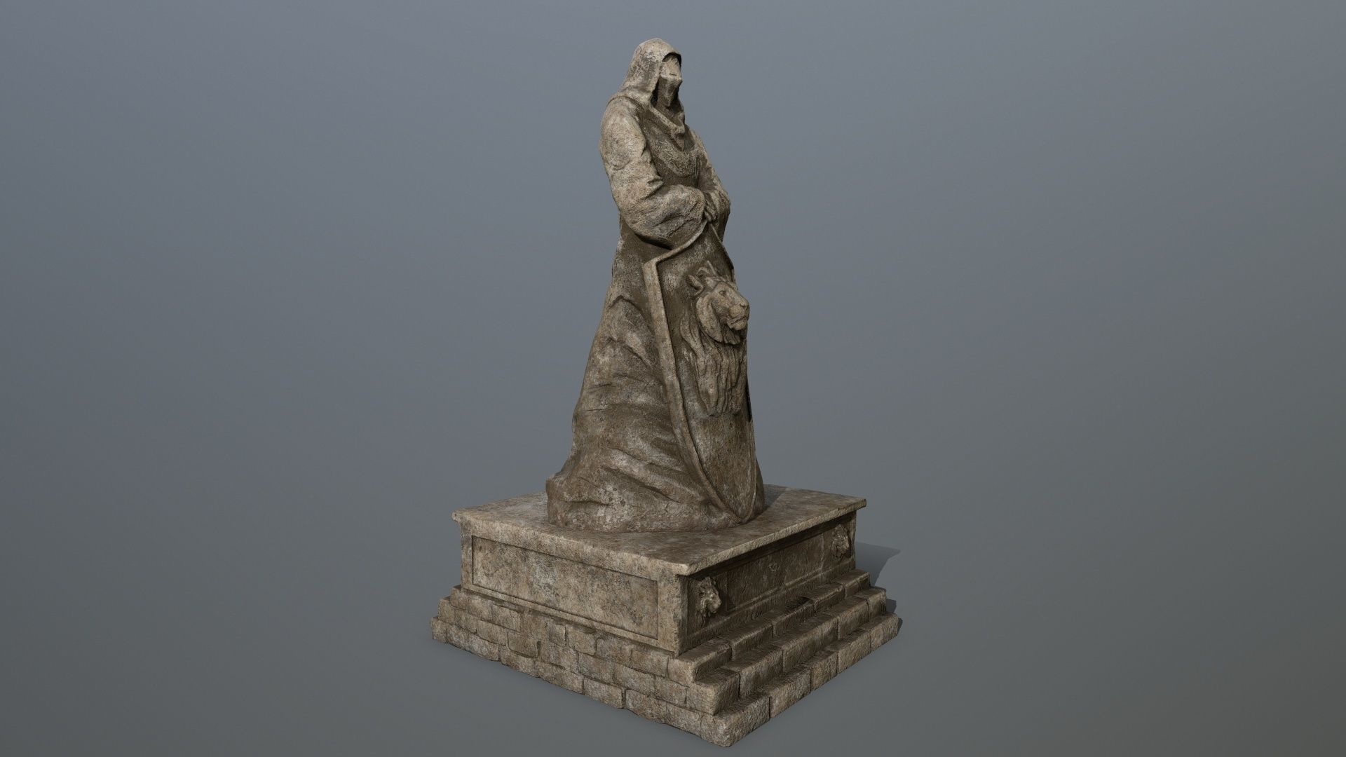 old statue 3 Low-poly 3D model_2