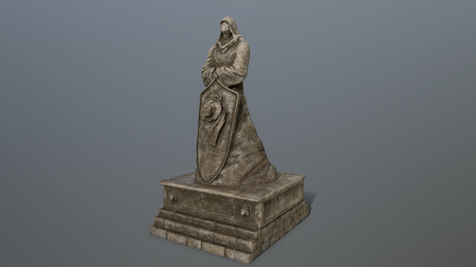old statue 3 Low-poly 3D model_8