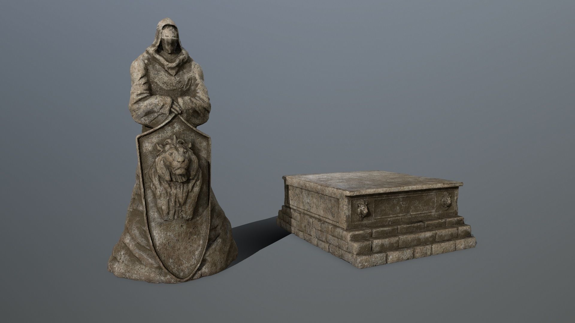 old statue 3 Low-poly 3D model_11