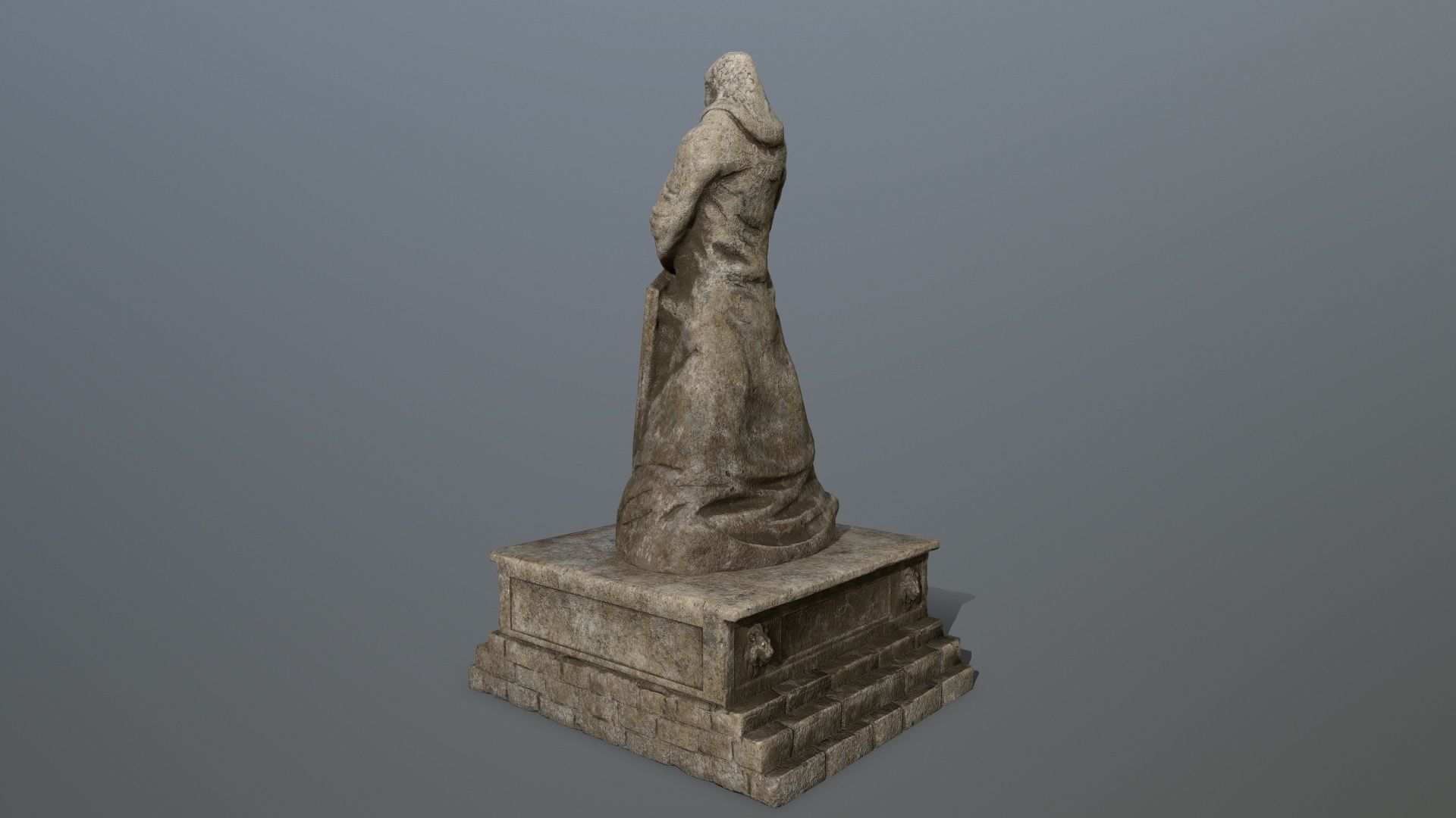 old statue 3 Low-poly 3D model_6