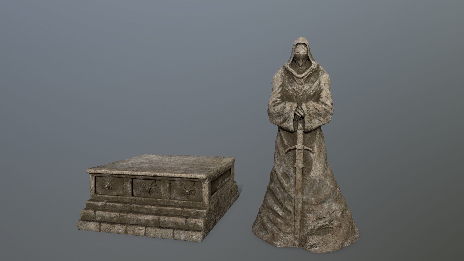 old statue 4 Low-poly 3D model_10