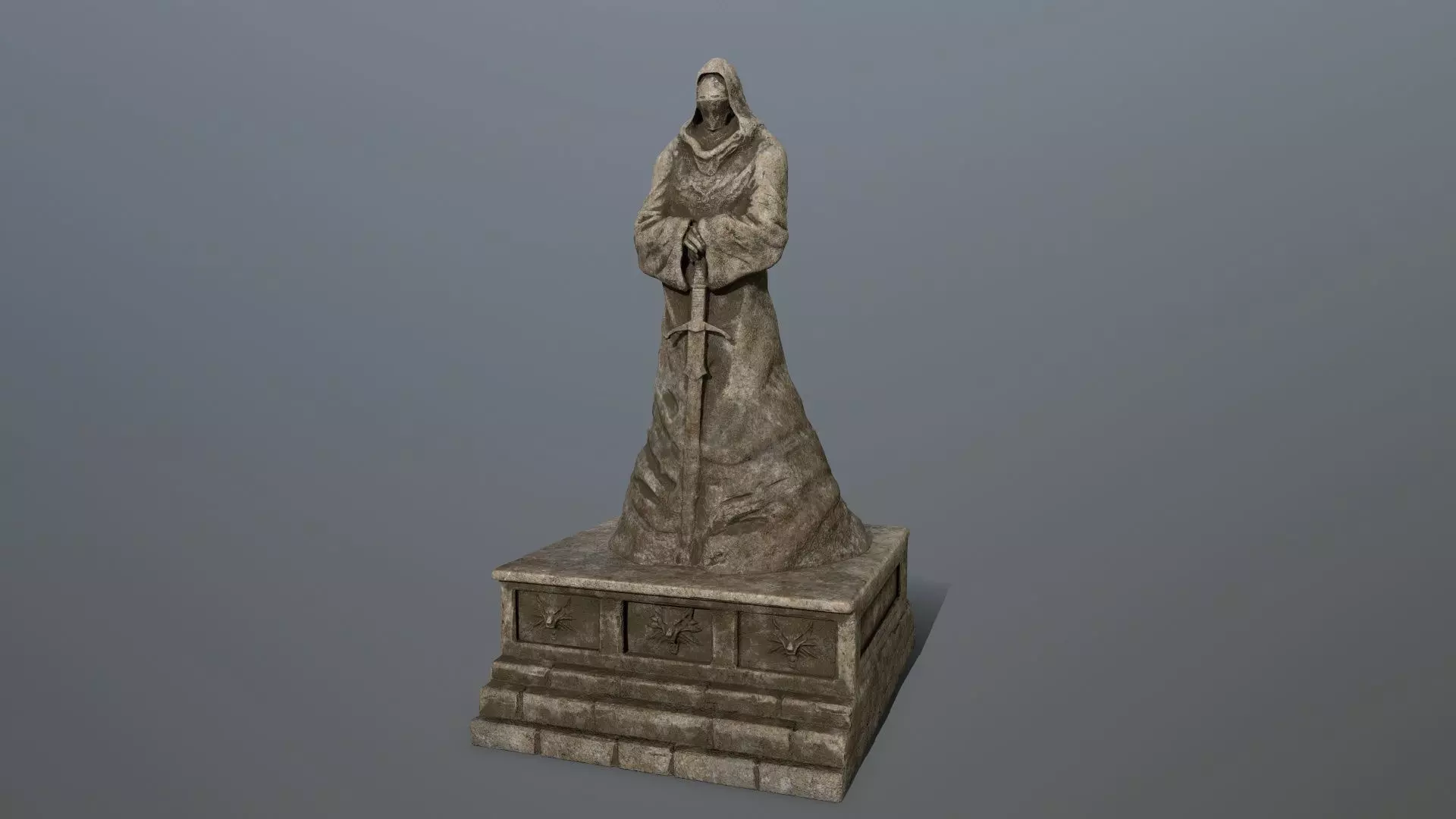 old statue 4 Low-poly 3D model_0