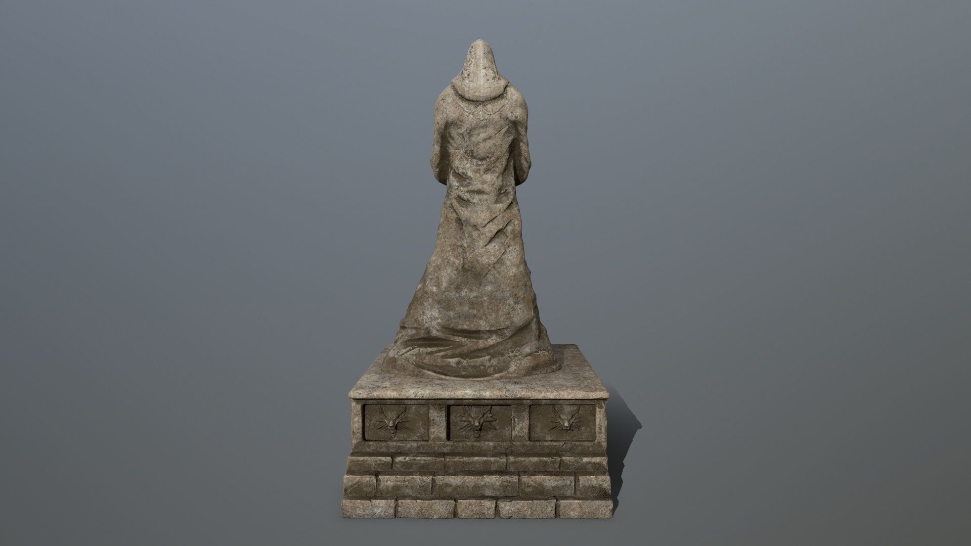 old statue 4 Low-poly 3D model_4