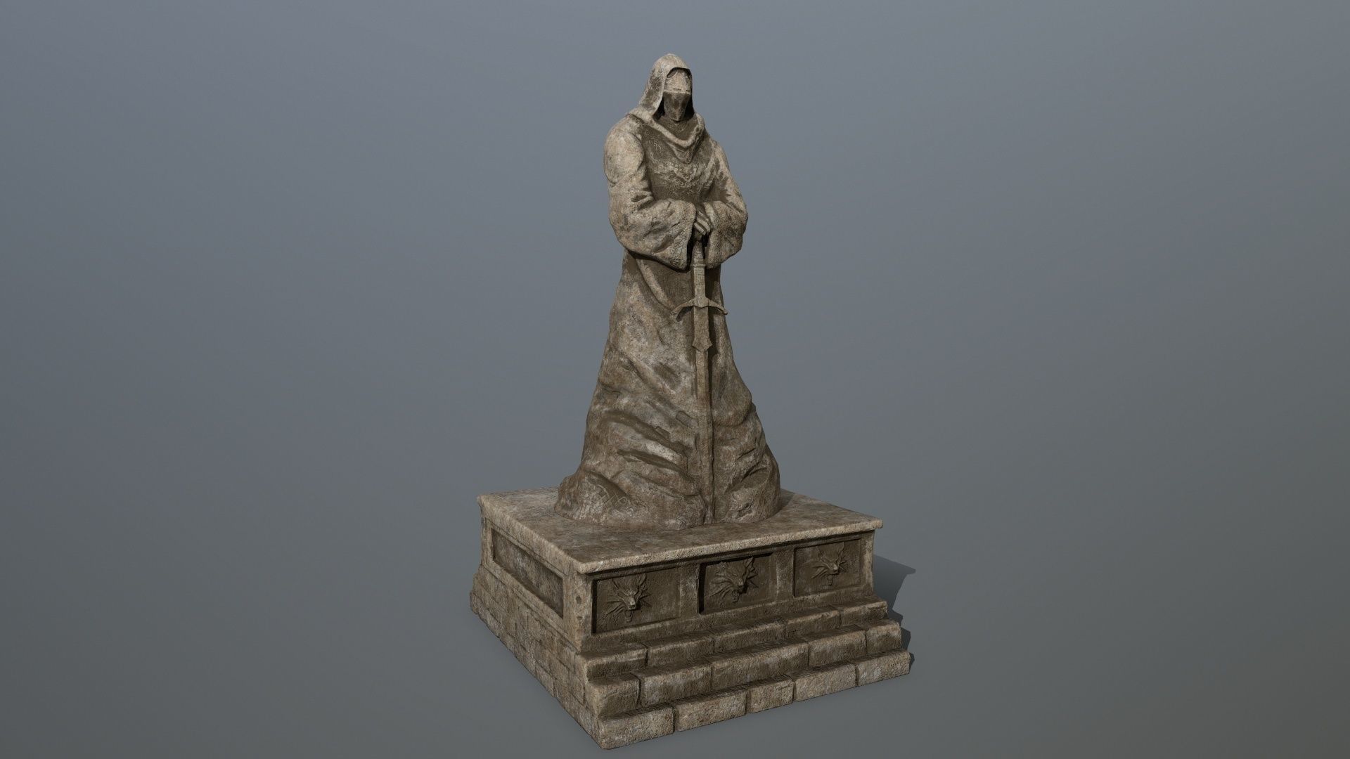 old statue 4 Low-poly 3D model_1