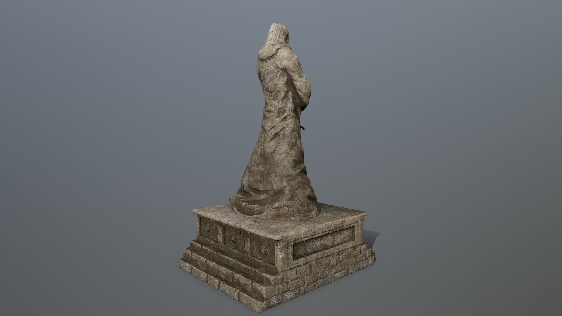 old statue 4 Low-poly 3D model_3