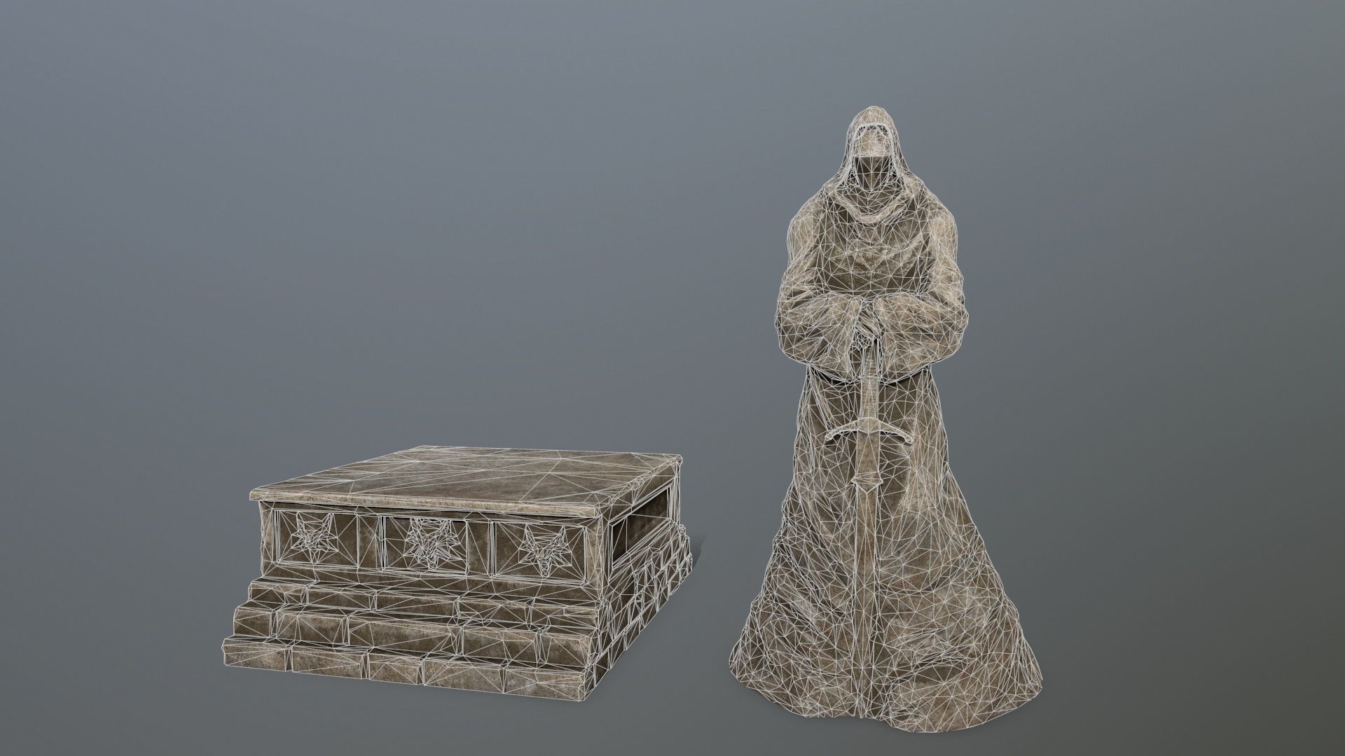 old statue 4 Low-poly 3D model_11