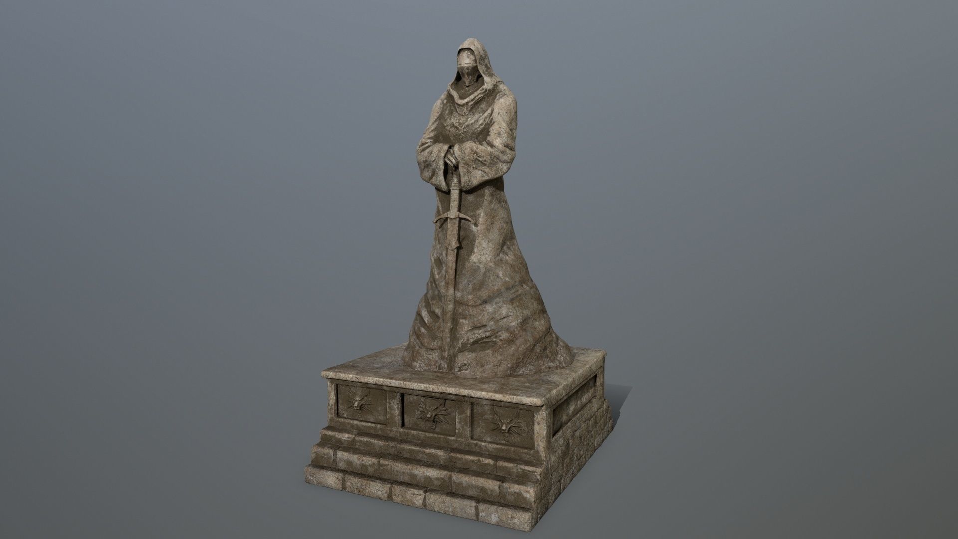 old statue 4 Low-poly 3D model_7