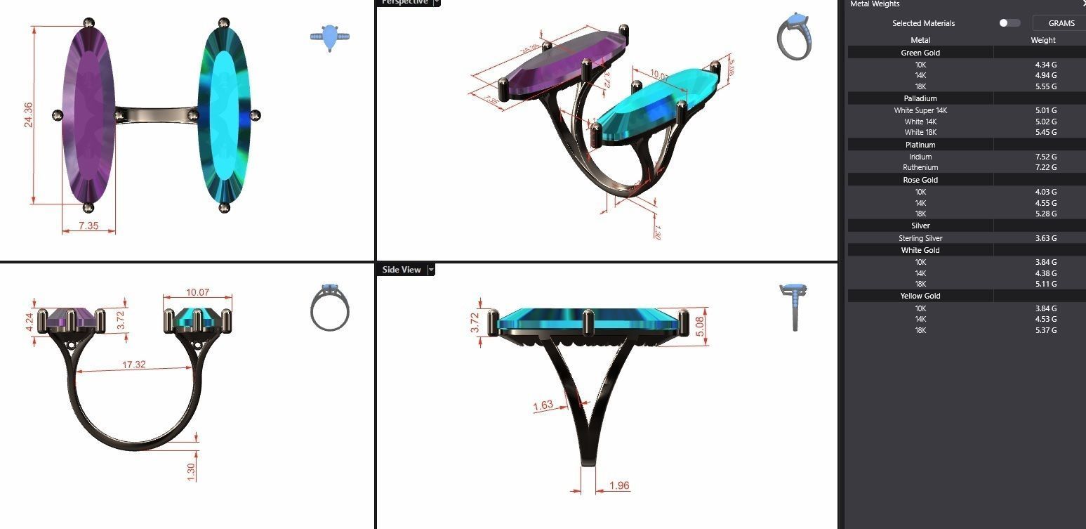 two large stone rings R00115 3D print model_15