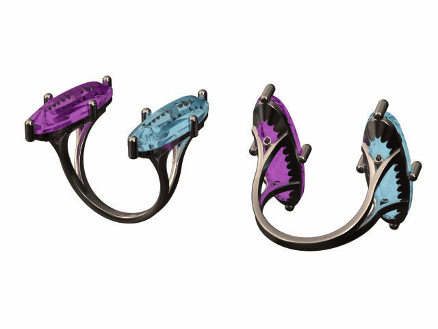 two large stone rings R00115 3D print model_3