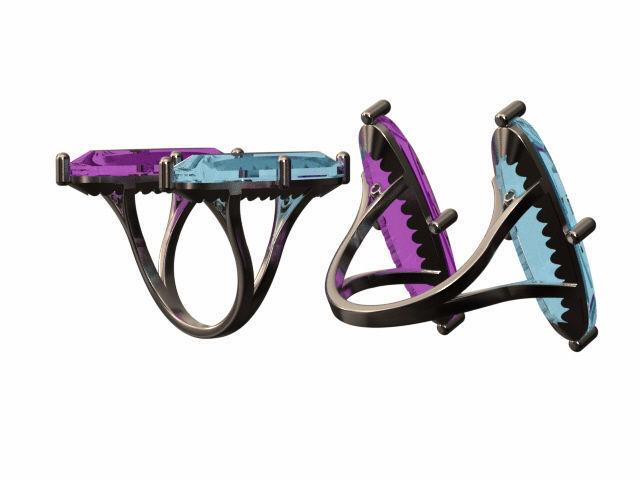 two large stone rings R00115 3D print model_6