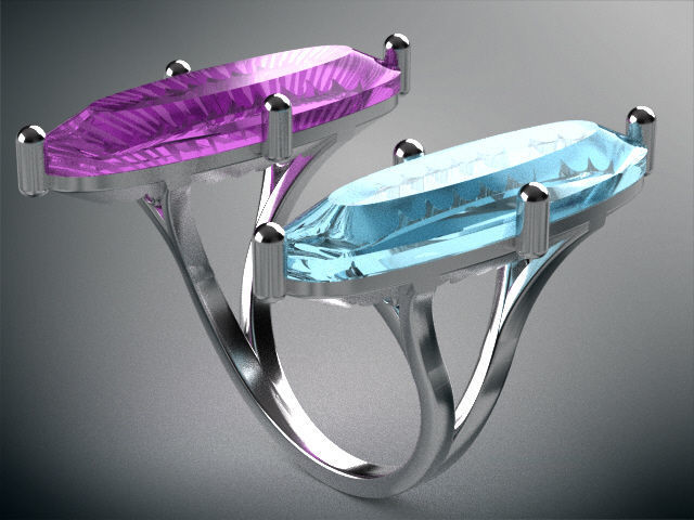 two large stone rings R00115 3D print model_9
