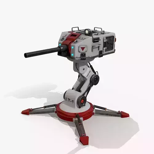Retro-Futuristic Defense Turret  -Electro-Guardian Low-poly 3D model