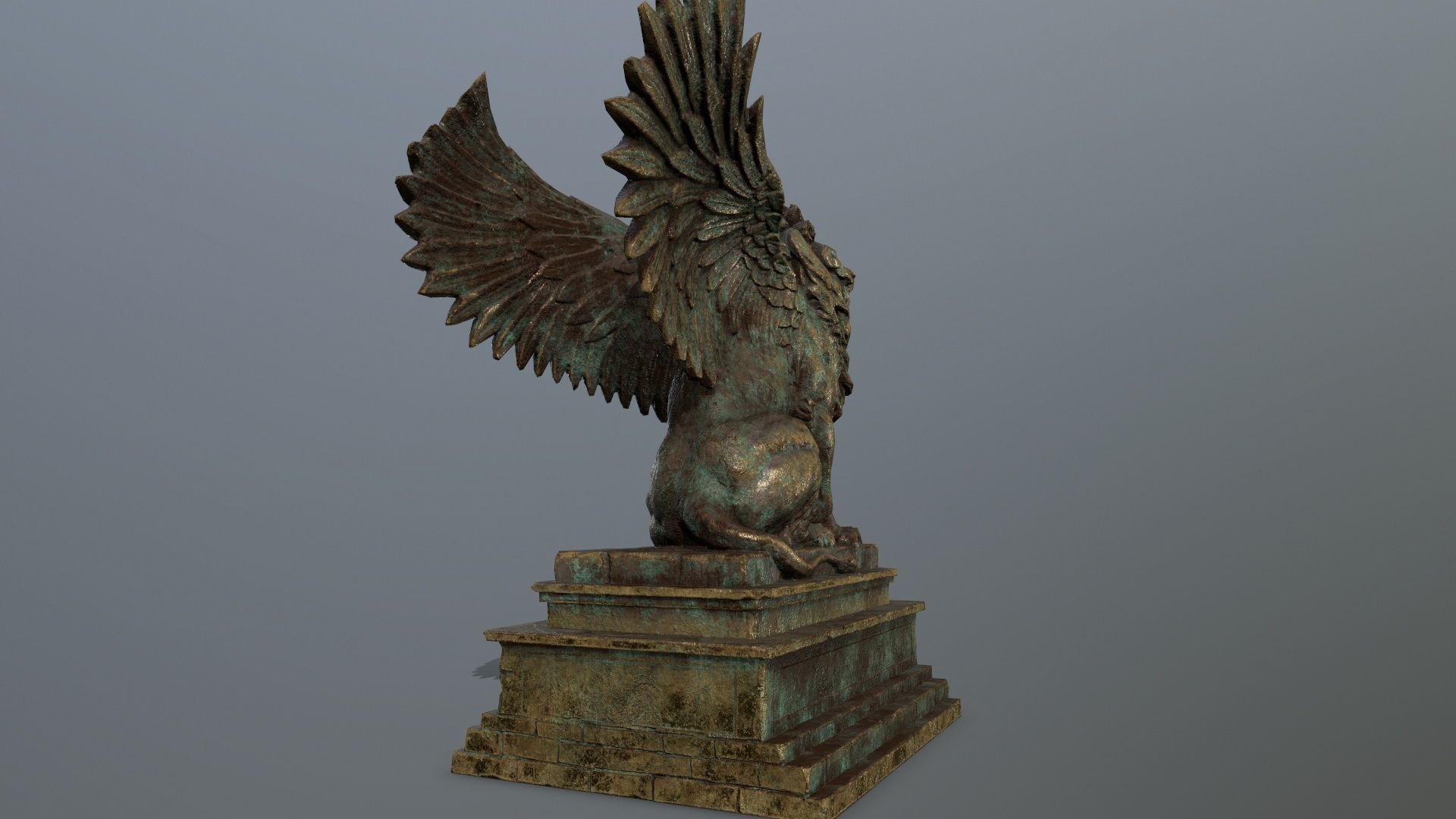 old gold lion statue Low-poly 3D model_16