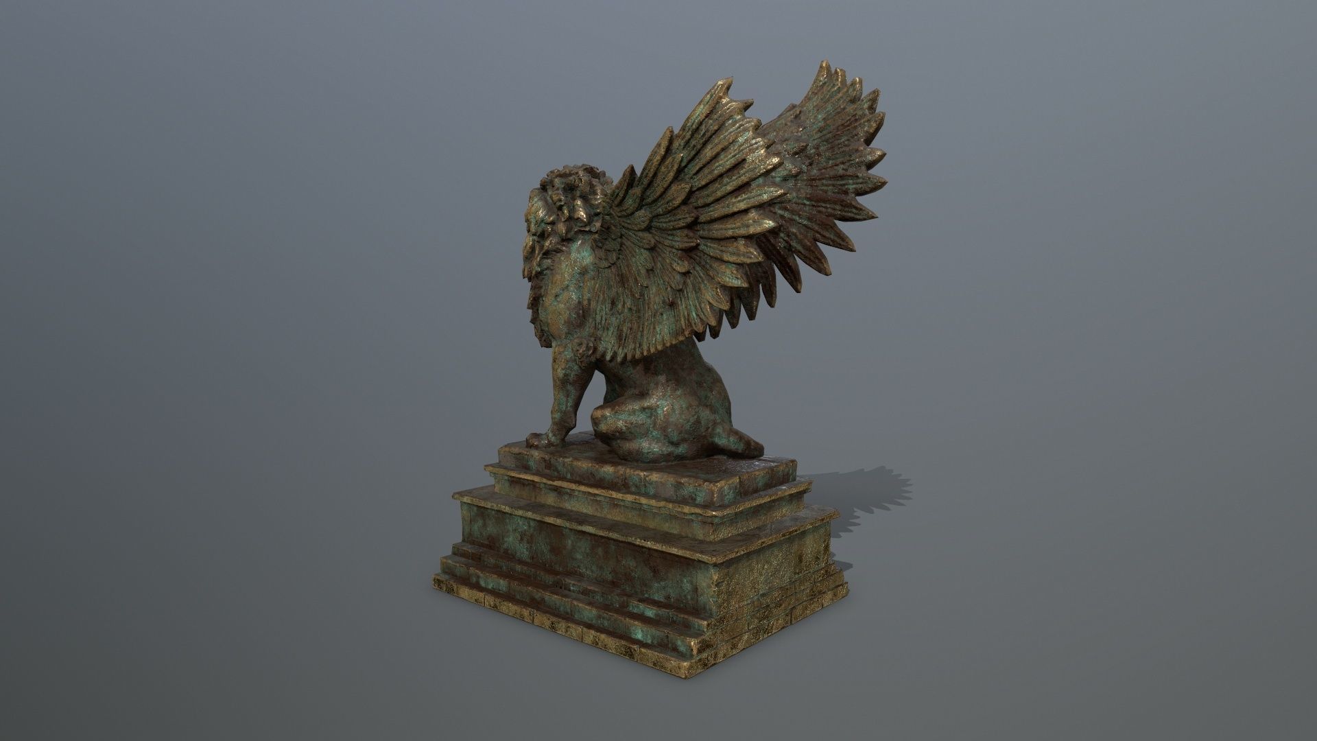 old gold lion statue Low-poly 3D model_6