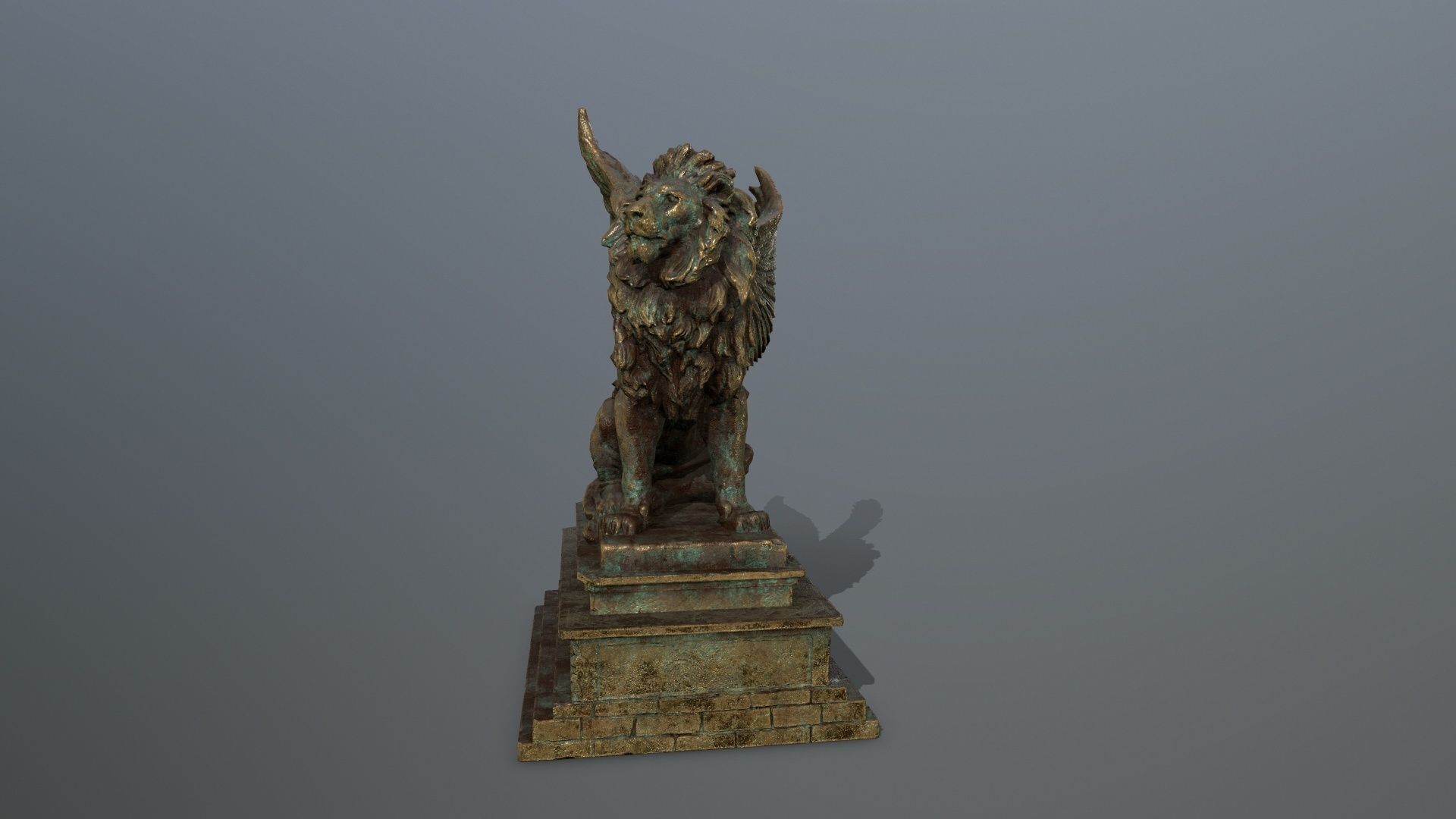 old gold lion statue Low-poly 3D model_9