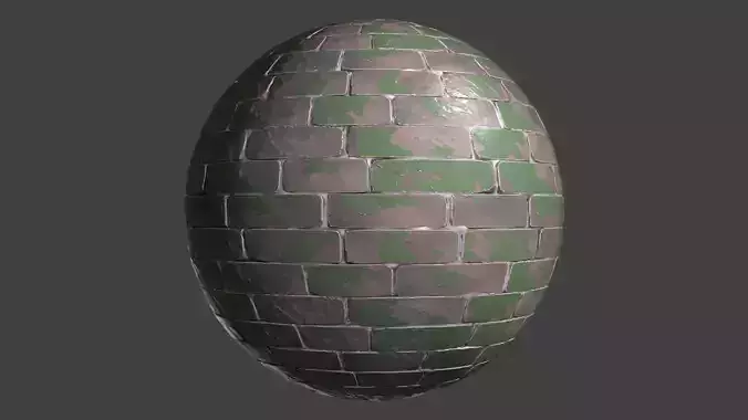 Stylized PBR Mossy Brick Seamless