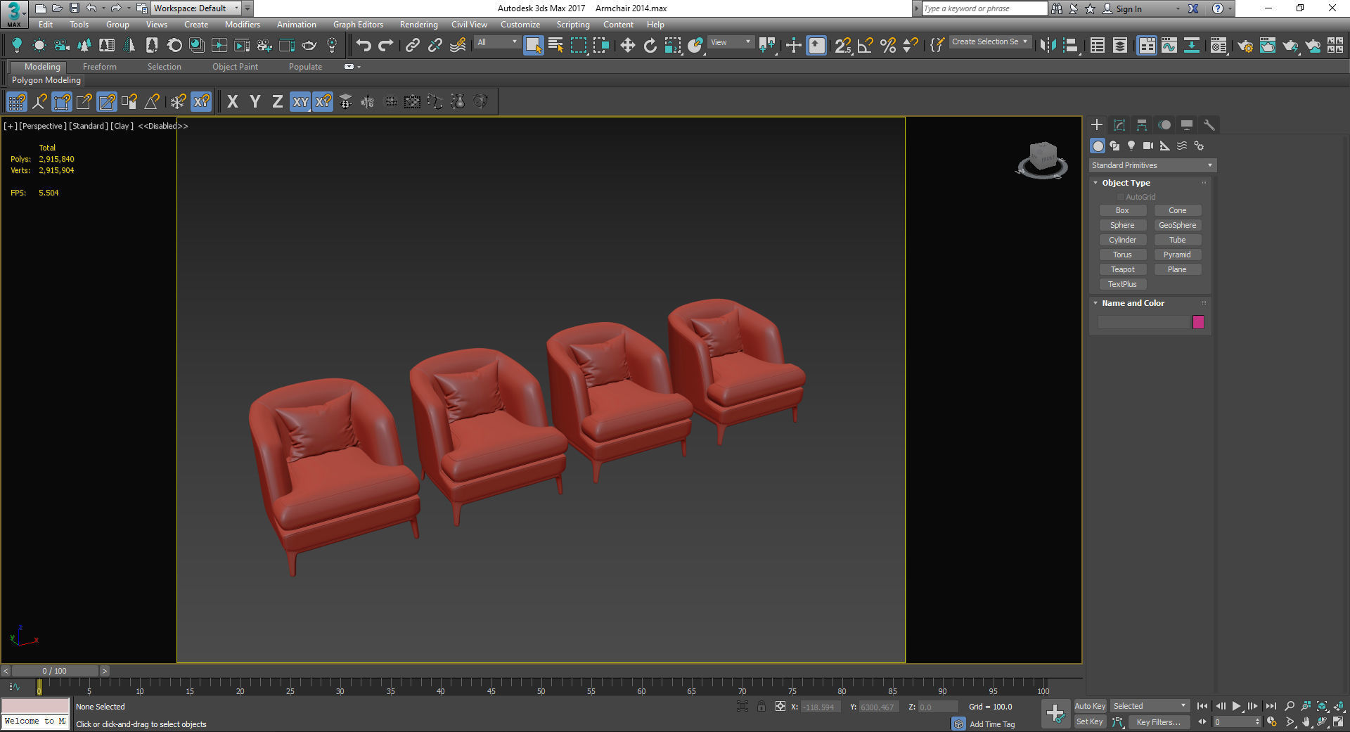 Armchair velvet chair with wooden legs Low-poly 3D model_8