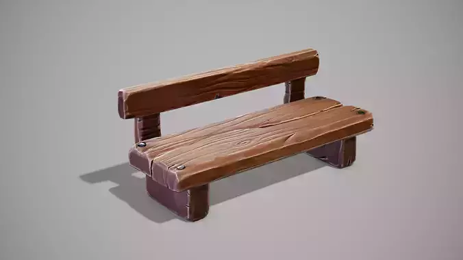 Stylized Bench Low-poly 3D model