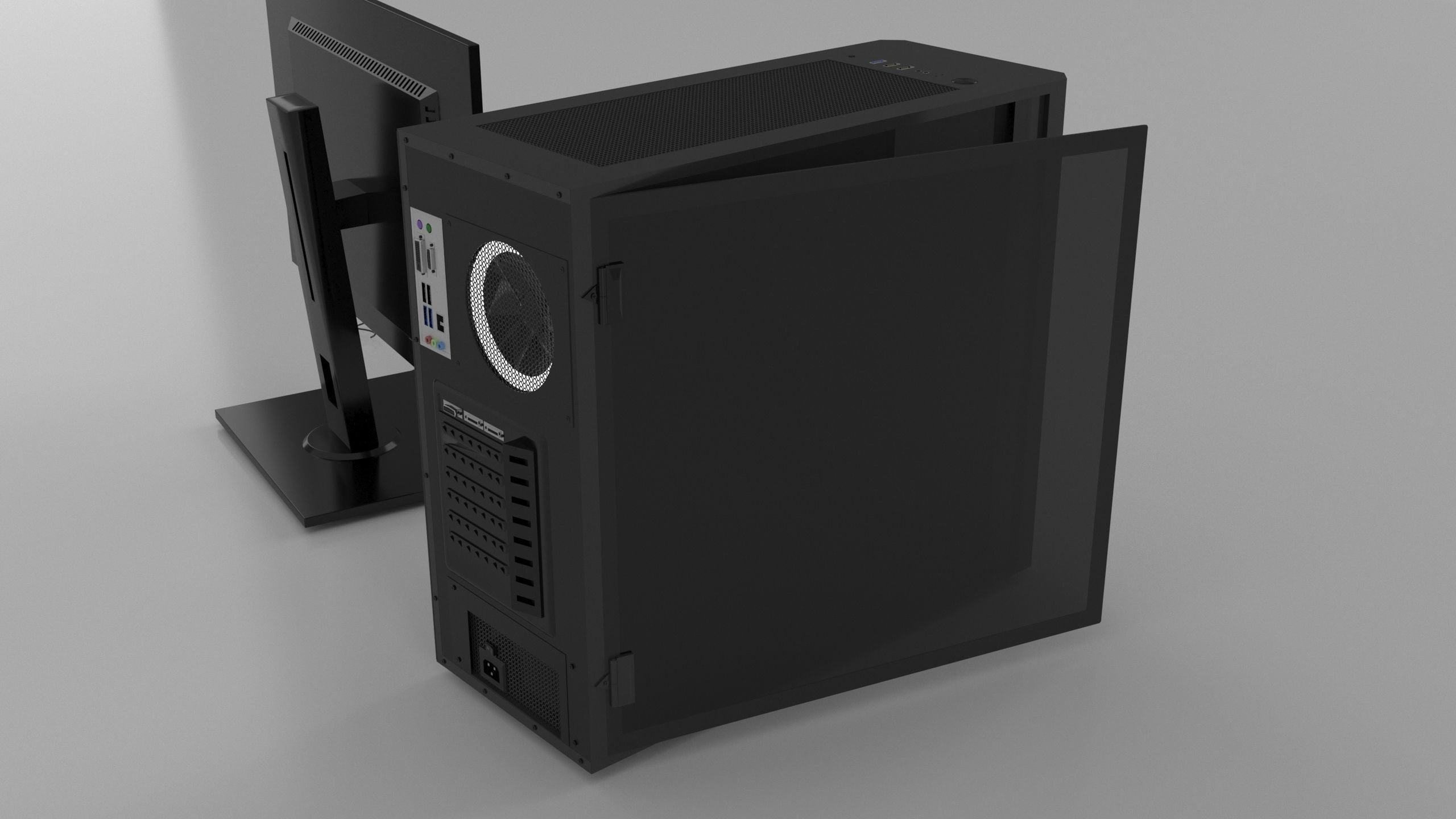 Computer Set 3D Model desktop with monitor and keyboard 3D model_4