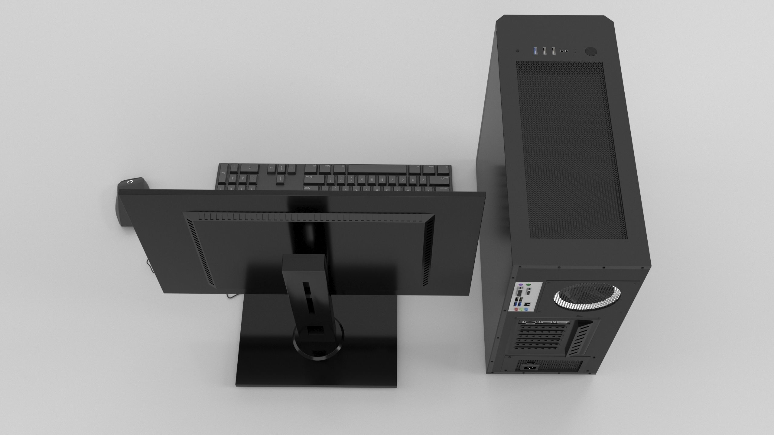Computer Set 3D Model desktop with monitor and keyboard 3D model_3