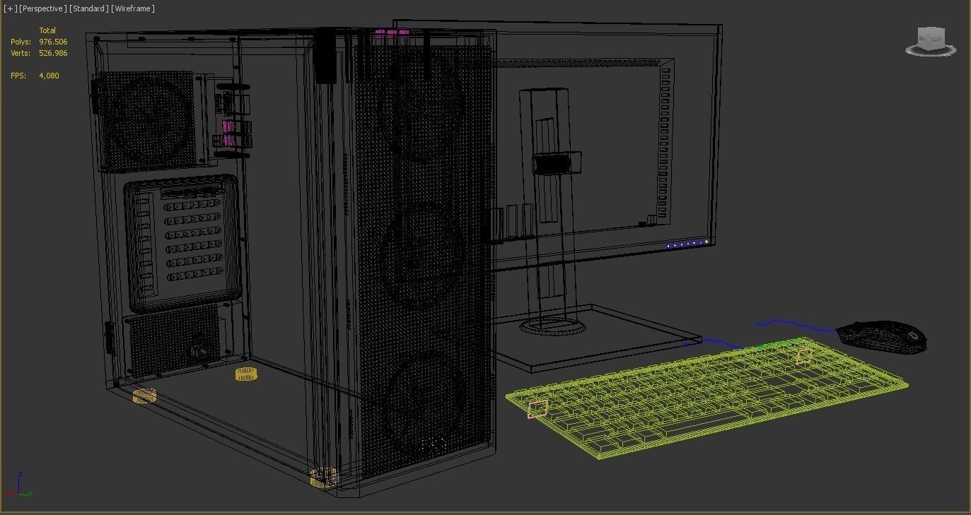Computer Set 3D Model desktop with monitor and keyboard 3D model_22