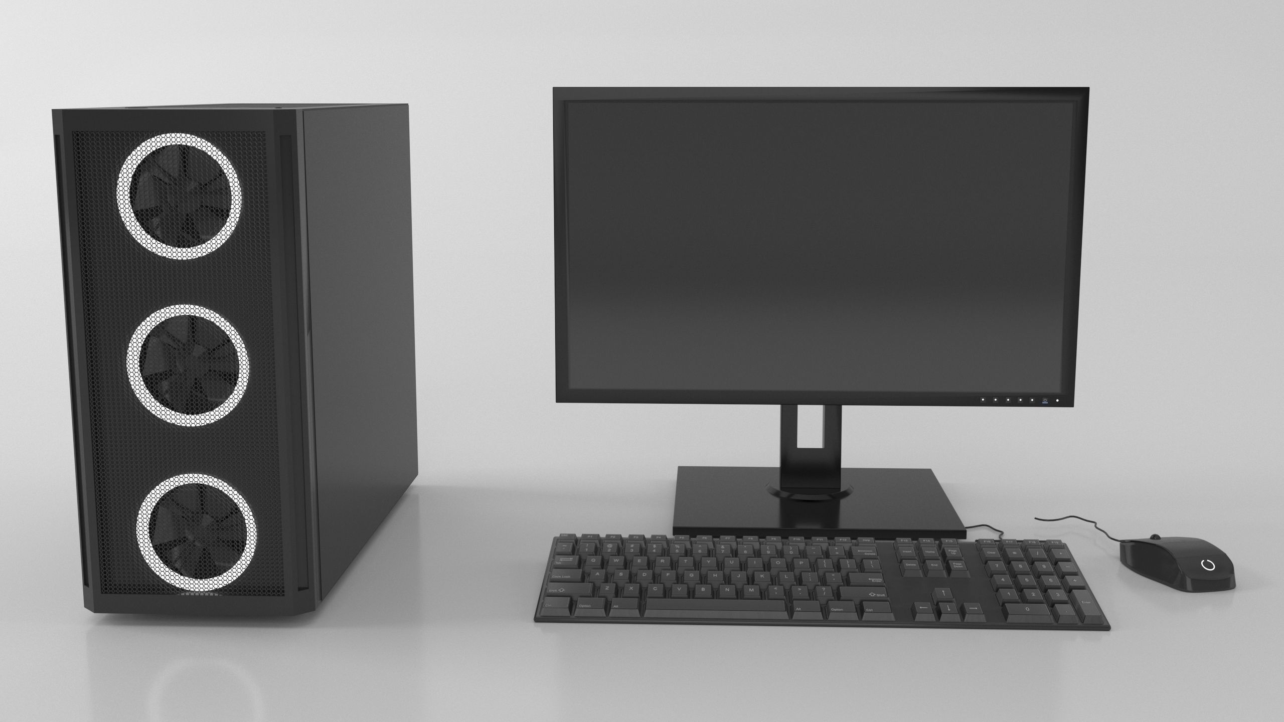 Computer Set 3D Model desktop with monitor and keyboard 3D model_1