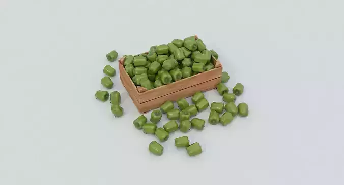 Wooden crate and green peppers