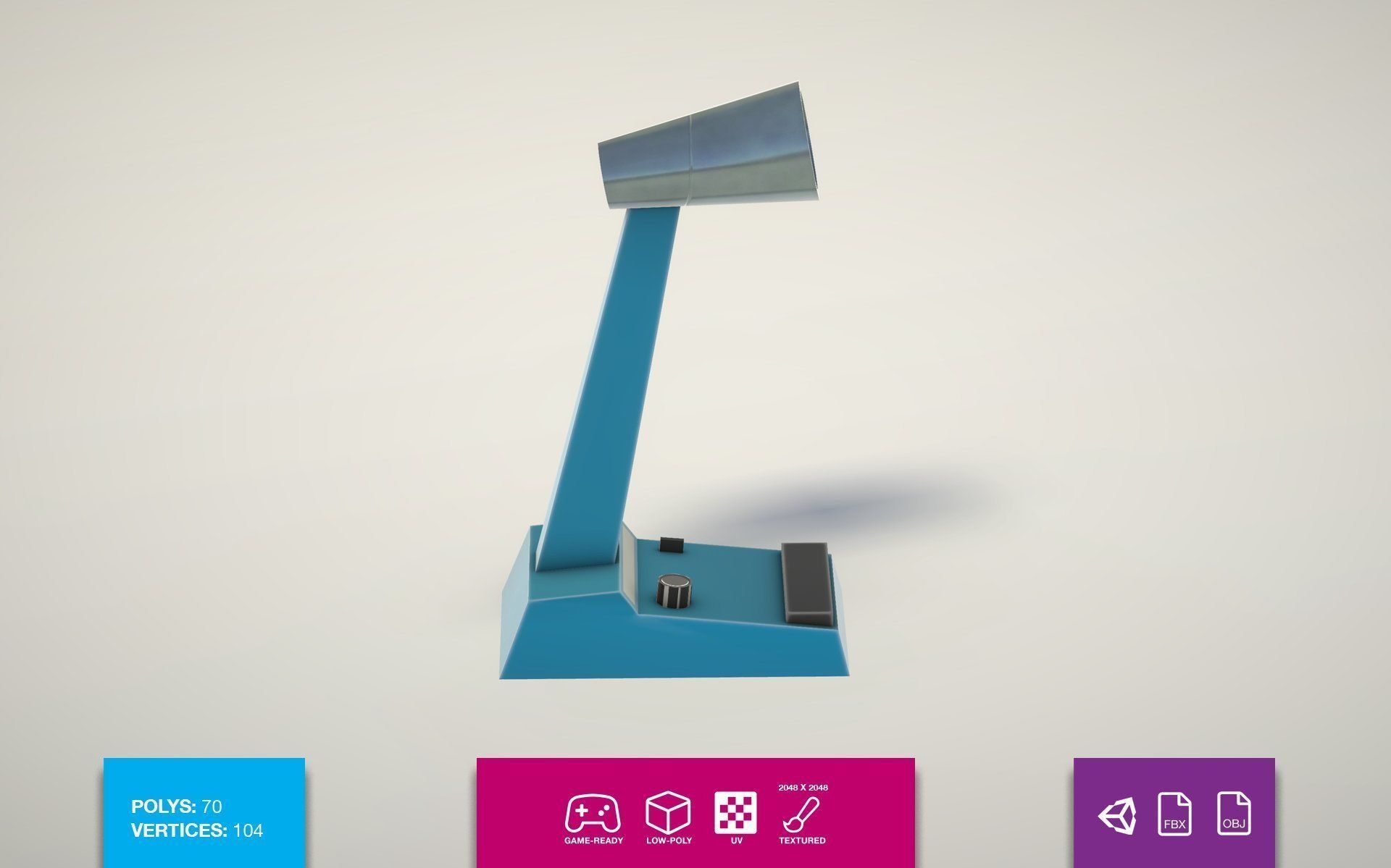 Retro Desk Microphone Low-poly 3D model_1