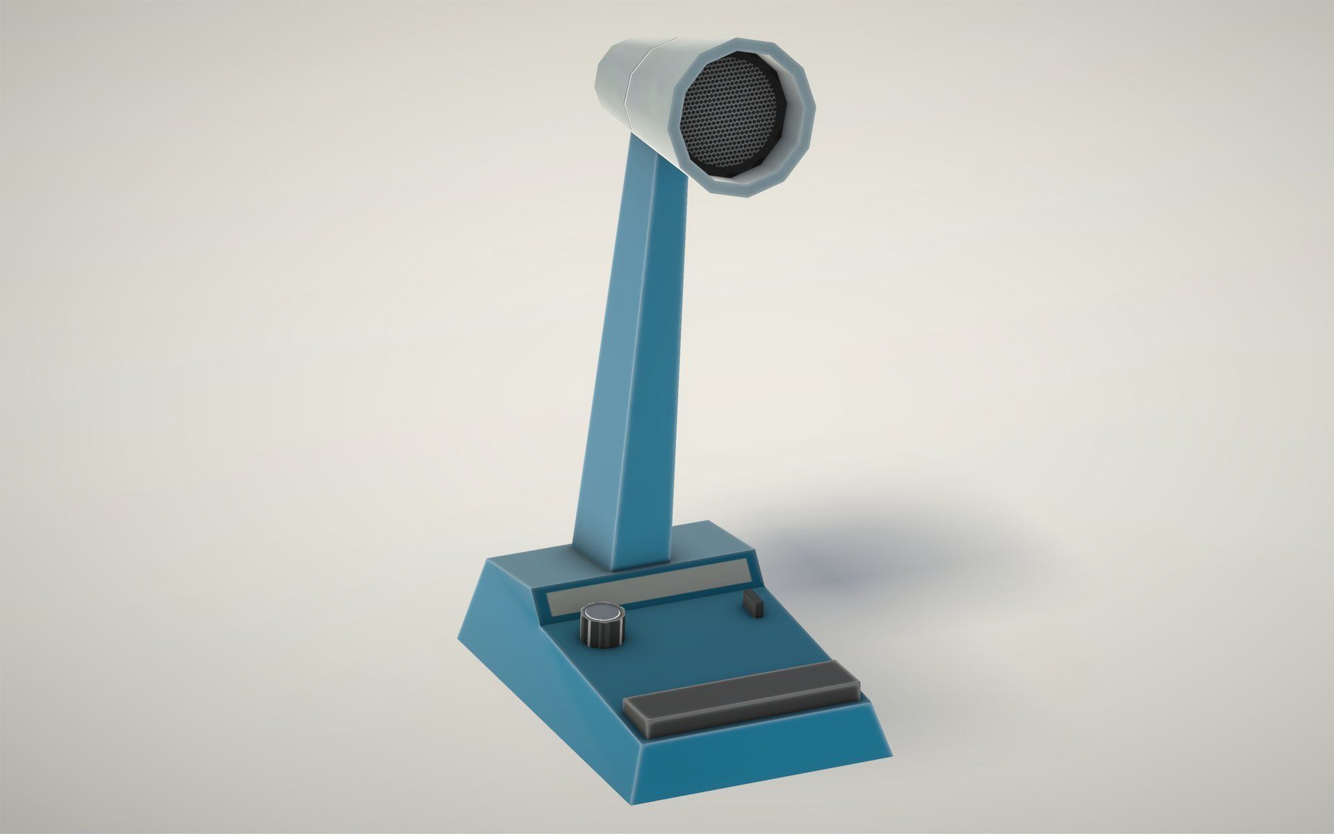 Retro Desk Microphone Low-poly 3D model_3