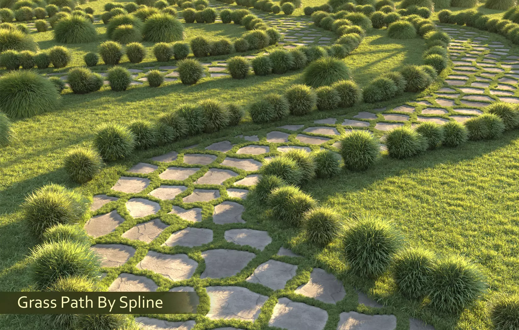 Grass Path By Spline 3D model_0