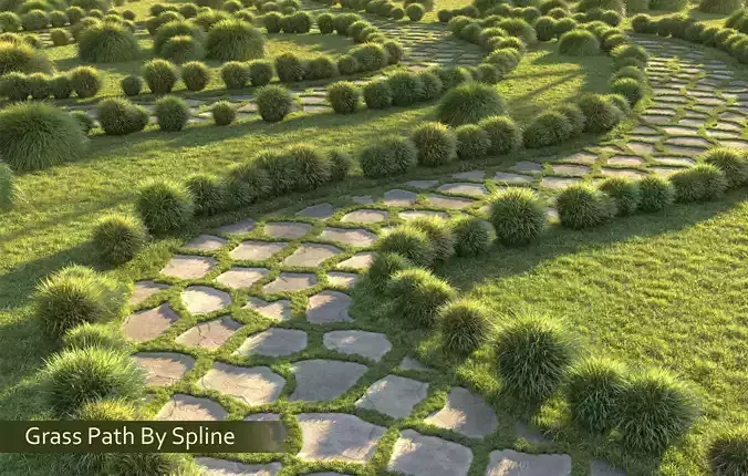 Grass Path By Spline 3D model