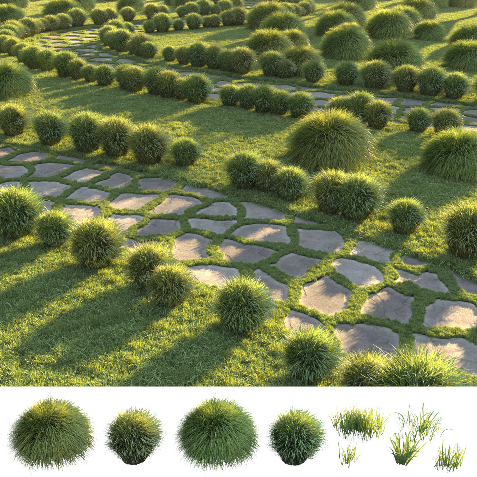 Grass Path By Spline 3D model_3