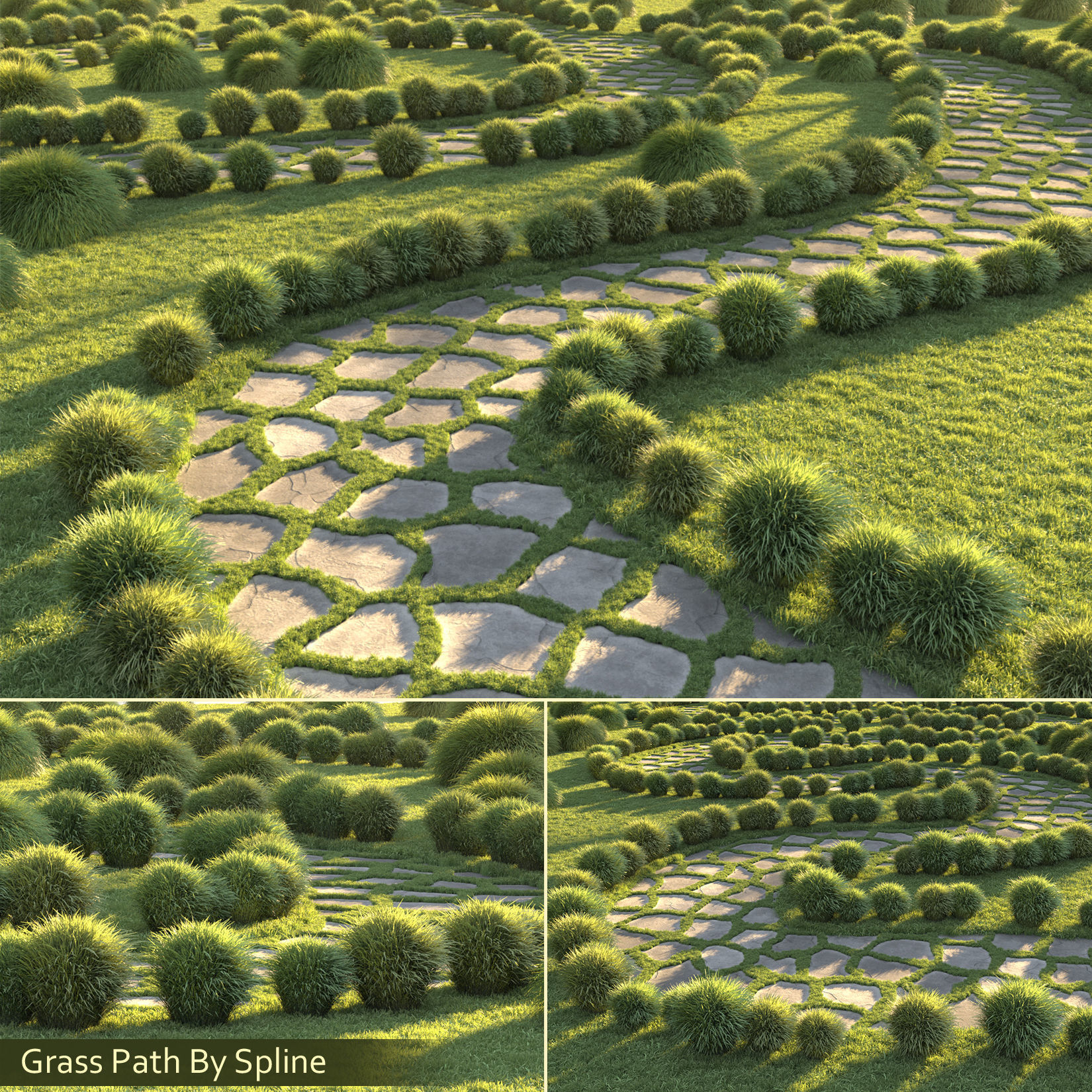 Grass Path By Spline 3D model_4