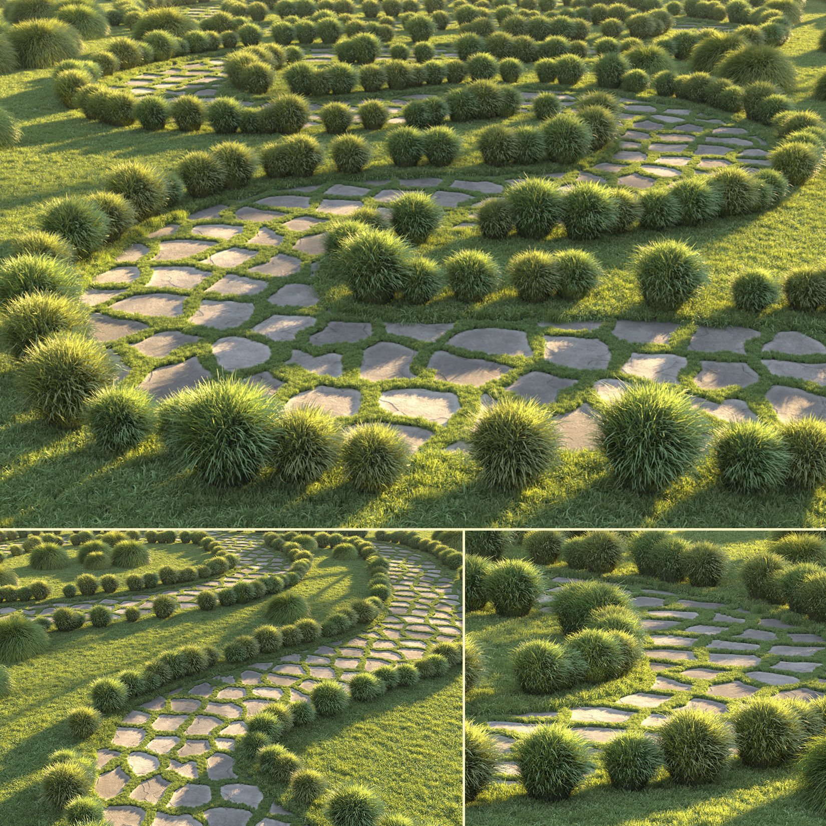 Grass Path By Spline 3D model_1
