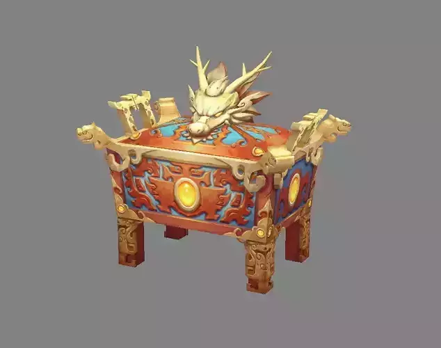 Cartoon Golden Dragon Treasure Box - Bronze Tripod
