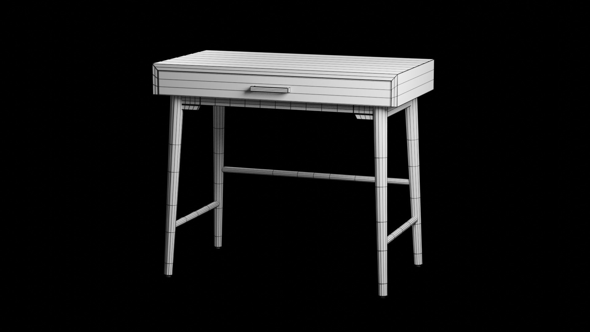 Zola Desk walnut veneer Low-poly 3D model_7