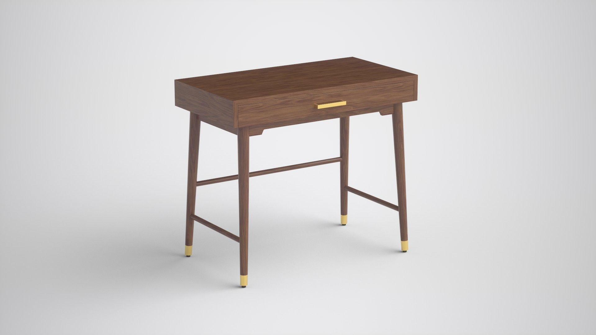 Zola Desk walnut veneer Low-poly 3D model_1