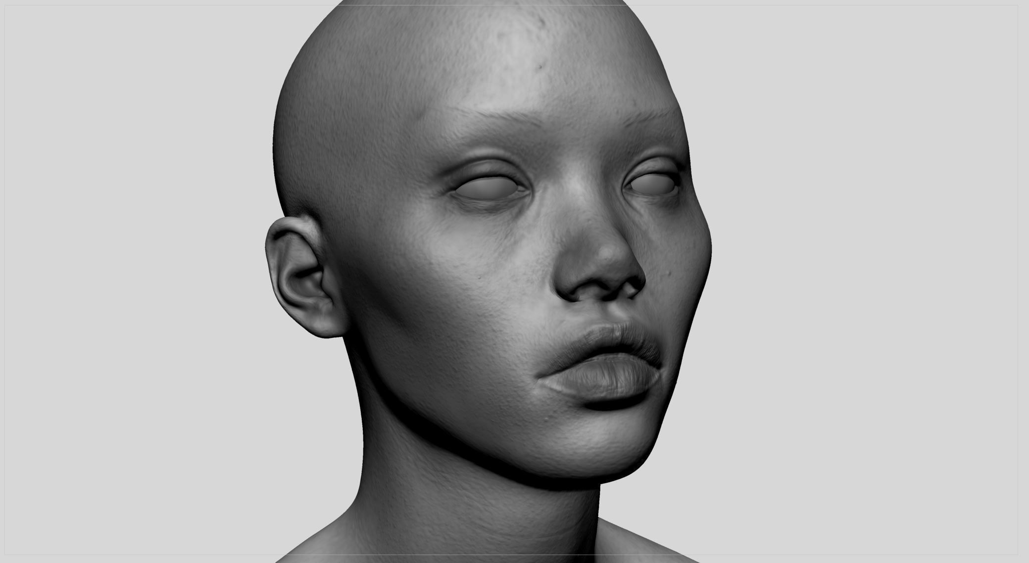 Asian Female Head v2 3D model_5