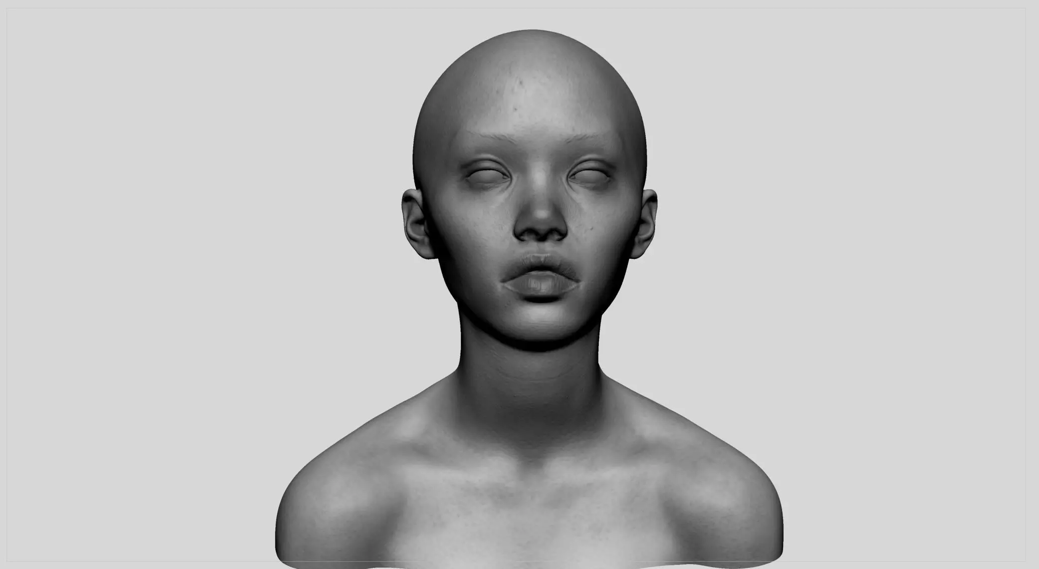 Asian Female Head v2 3D model_0