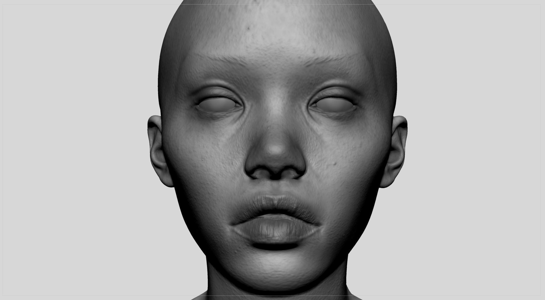 Asian Female Head v2 3D model_7