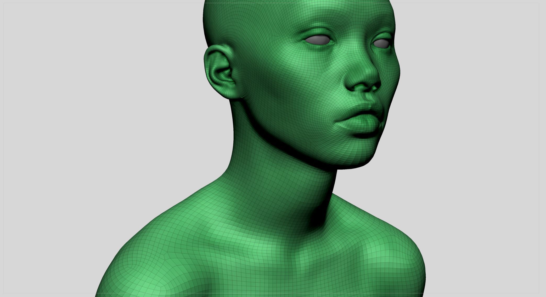 Asian Female Head v2 3D model_9