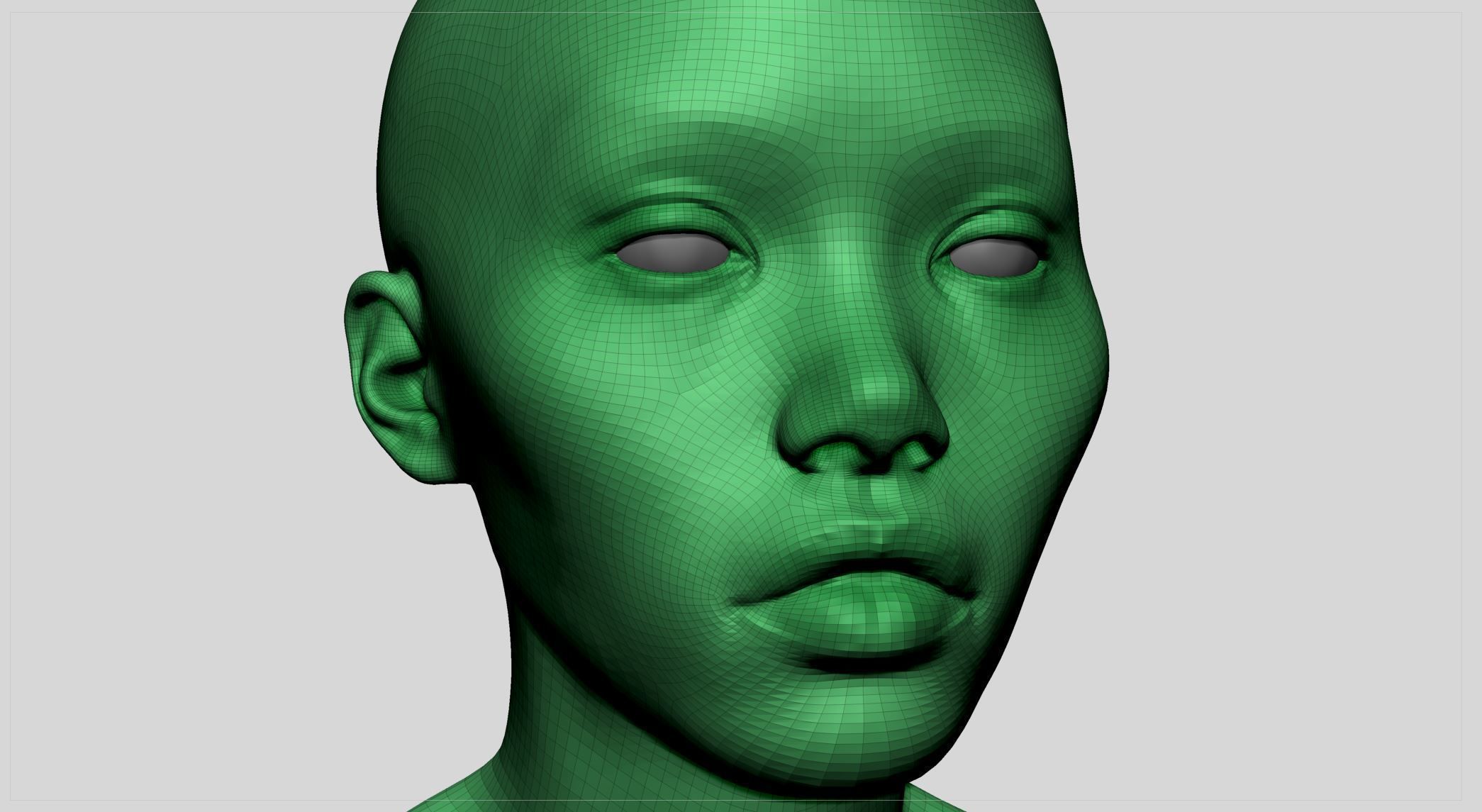 Asian Female Head v2 3D model_8