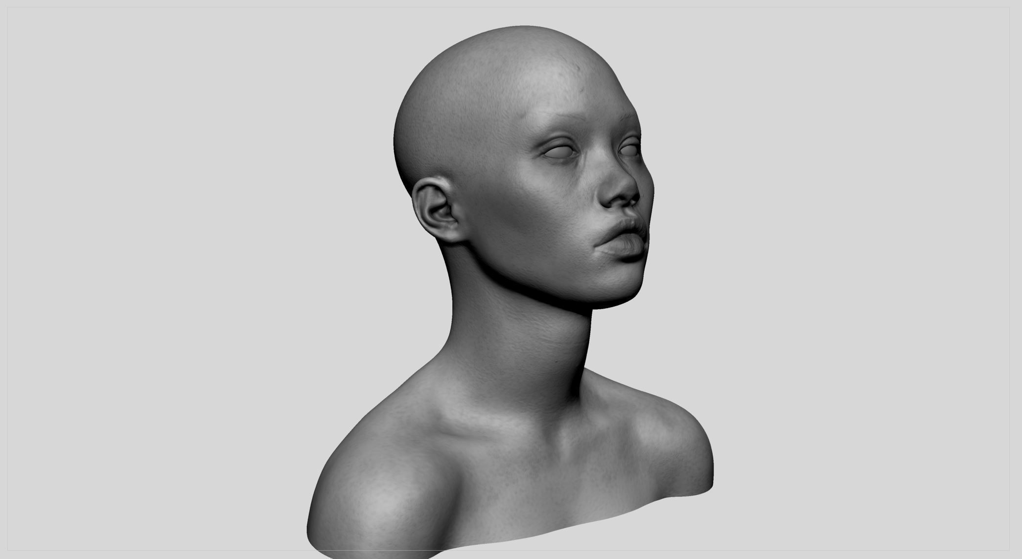 Asian Female Head v2 3D model_1