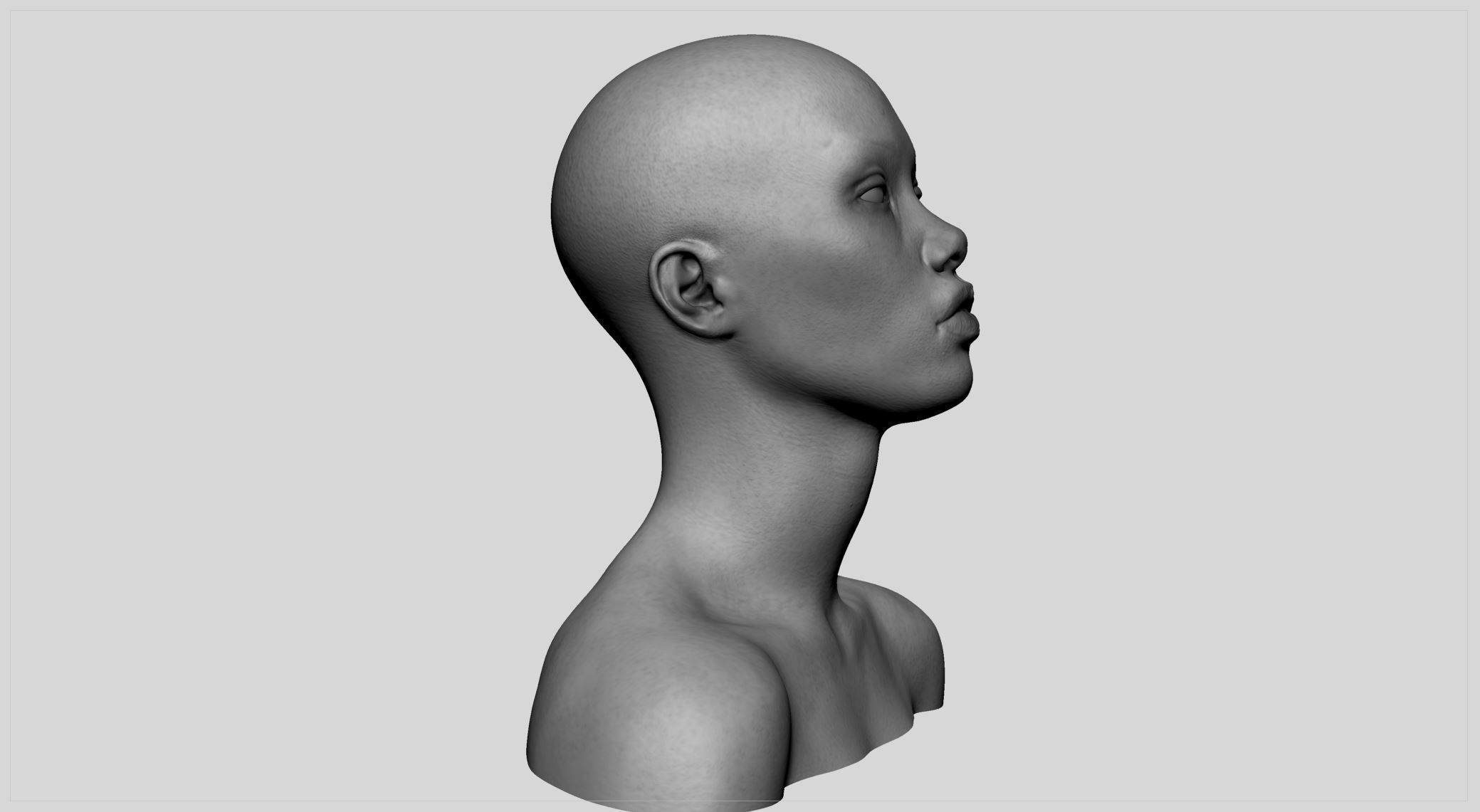Asian Female Head v2 3D model_2