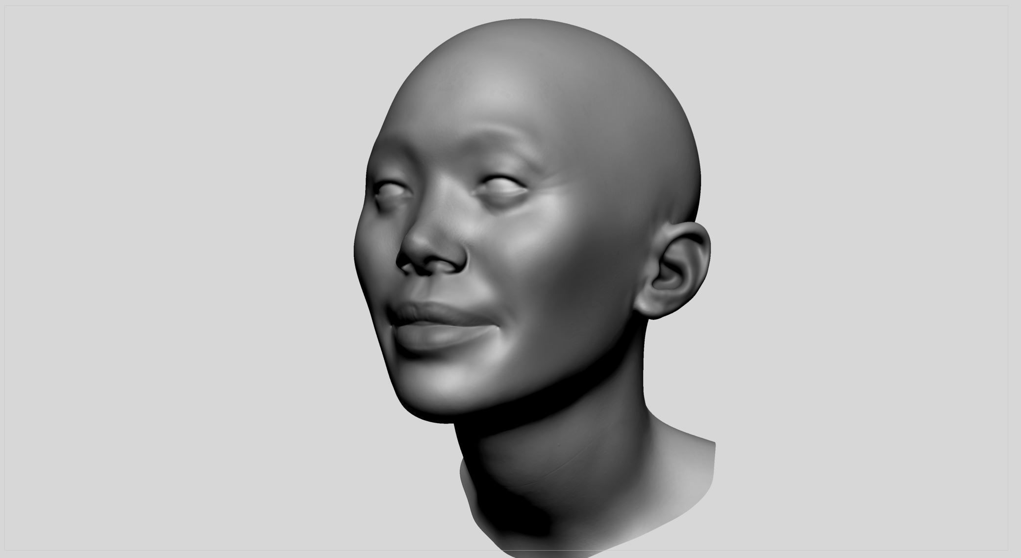 Female Head v12 3D model_5