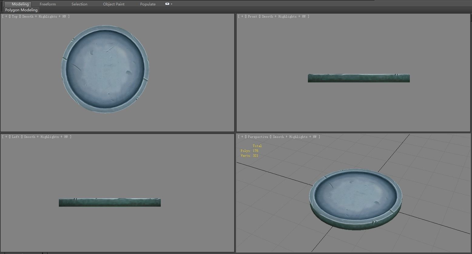 Cartoon  stone platform Low-poly 3D model_3