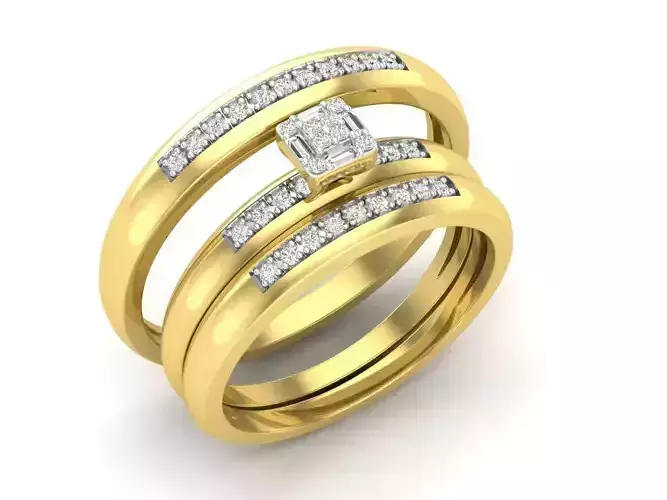 Diamond jewelry trio set wedding rings